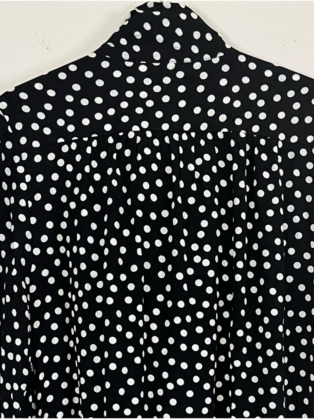 Anthropologie Polka Dot Tie Neck Mini Dress Black White Ruffle Size S Parisian - Picture 11 of 14